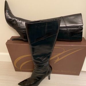 Enzo Angiolini Black Leather Knee High Boots
